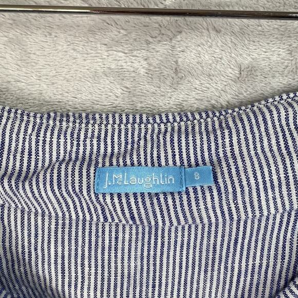 J Mclaughlin Linen Mini Skirt Women's 8 Striped Asymetric Boho Coastal Beachy - Picture 10 of 12